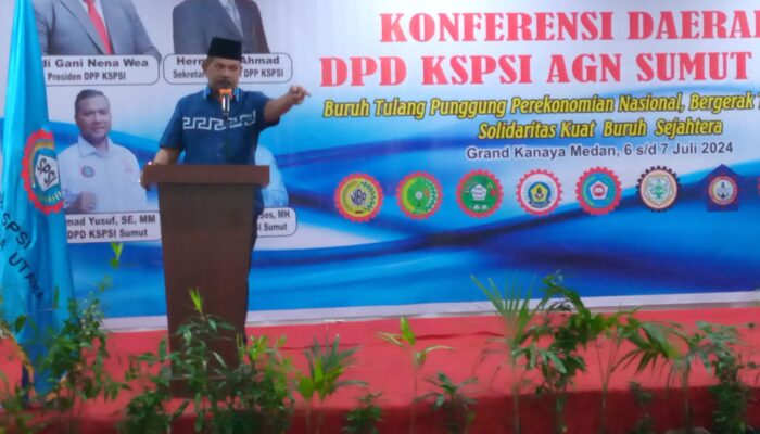 Rahudman Harahap Serukan Pentingnya Perlindungan Hak Buruh Di Konferda DPD KSPSI AGN Sumut