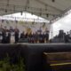 PEMUKULAN Gong oleh Wakil Bupati, Sekda, Kapolres dan unsur perwakilan memukul gendang tanda dimulai Pesta Budaya Oang-Oang pada rangkaian Hari Jadi ke-21 Kabupaten Pakpak Bharat. (Waspada/Khairul Boangmanalu)