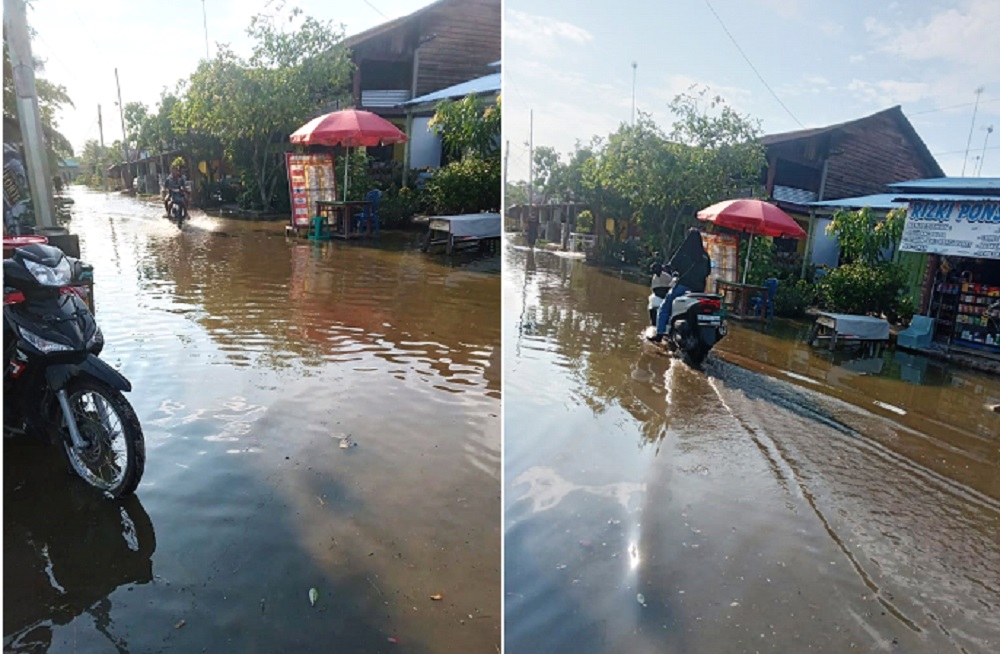   KONDISI Pasar Lama Lk III Labuhanruku Kecamatan Talawi Batubara sewaktu menjadi bulan-bulanan pasang. Diharapkan dapat diantisipasi setidaknya meminimalisir pasang agar tidak sampai meluas menggenangi kawasan permukiman.Waspada/Iwan Has