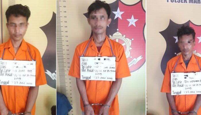 Polsek Marbau Ciduk 3 Pengguna Narkoba