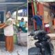 Tim BPBK Abdya menyalurkan bantuan masa panik, kepada korban bencana alam angin kencang, di sejumlah titik dalam wilayah Abdya. Foto direkam Senin (29/7) lalu.Waspada/Syafrizal