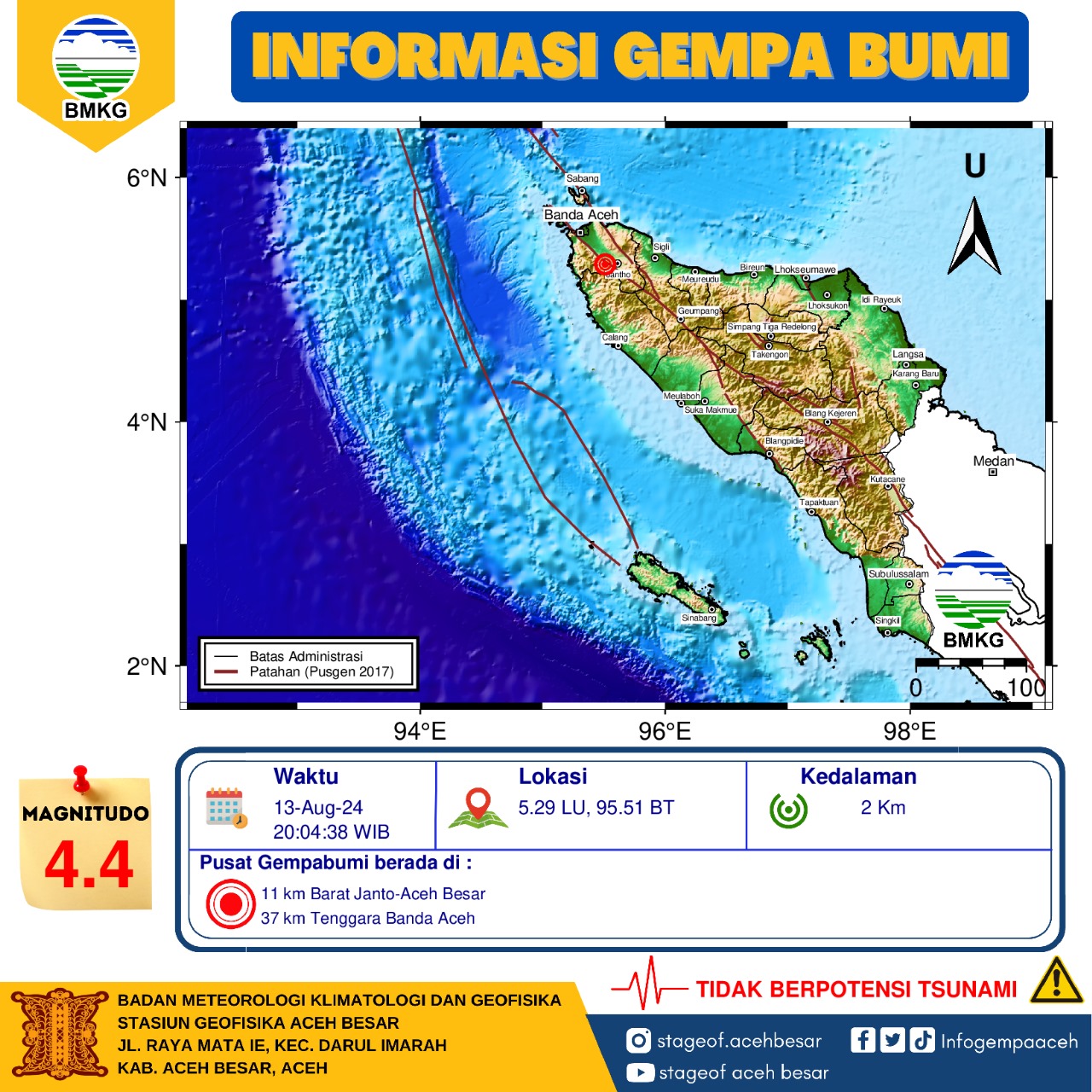 Jantho Diguncang Gempa 4,4 Dan 4.0 SR
