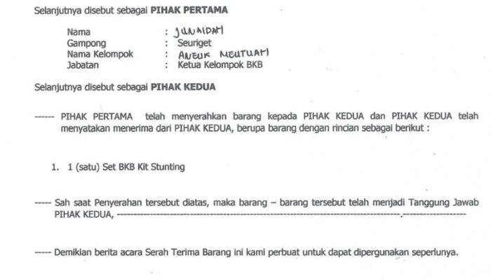 Bantuan BKB Kit Stunting 2023 Di Desa Seuriget Diduga Raib