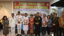 Kapolres Simalungun saat jamuan makan malam dan pelepasan Paskibraka digelar di Resort Green Star Park Hotel, Perdagangan I, Kec. Bandar, Kab. Simalungun, Jumat (17/8) malam.(Waspada/ist).