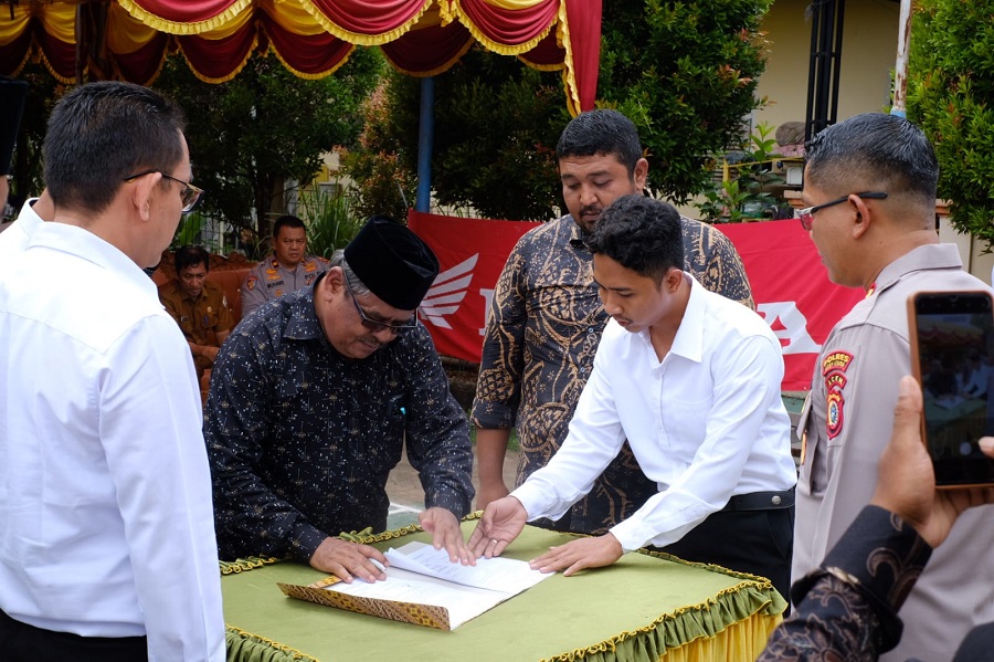 Amiruddin, Geuchik Gampong Meunasah Asan AB, Kecamatan Lhoksukon, Aceh Utara pada peresmian Kampung Bebas Narkoba (KBN), Senin (12/8/2024). Waspada/ist
