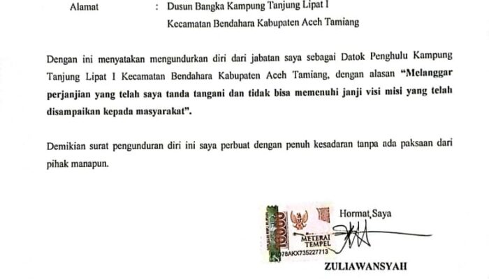Datok Tanjung Lipat 1 Diminta Mundur