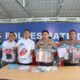 Kapolres Batubara AKBP Taufiq Hidayat Thayeb didampingi Wakapolres Kompol Imam Alriyuddin, Kasat Reskrim AKP Dr H Enand Daulay menyampaikan penangkapan komplotan perampokan di Batubara.(Waspada/Ist)