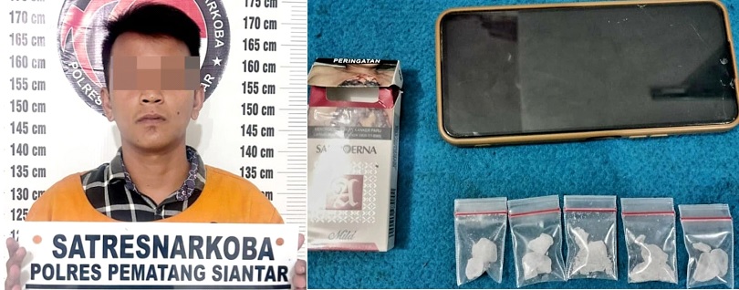 Tim Opsnal Sat Resnarkoba Polres Pematangsiantar meringkus terduga pelaku seorang residivis, pria ASS, 29, karena memiliki narkotika jenis sabu-sabu di Jl. Nias, Kel. Kristen, Kec. Siantar Selatan, Rabu (7/8) pukul 18:45 serta menyita barang bukti sabu seberat 6,23 gram dan satu unit HP.(Waspada-Ist).