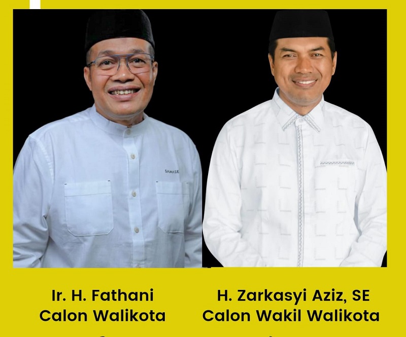 Bakal Calon Wali Kota Lhokseumawe, H Fathani dengan Calon Wakil Wali Kota Lhokseumawe, H Darkasyi. Waspada/Ist