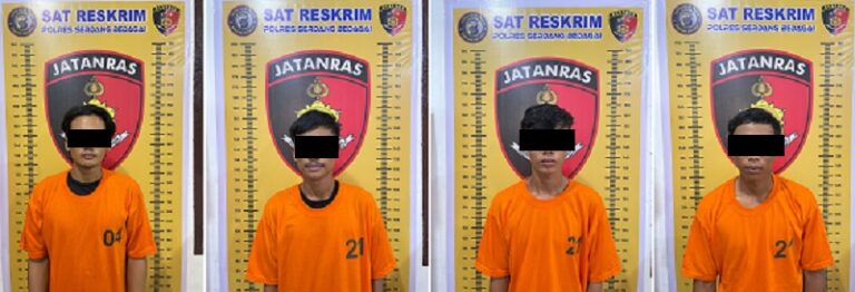 Keempat pelaku saat diamankan. Waspada/ist