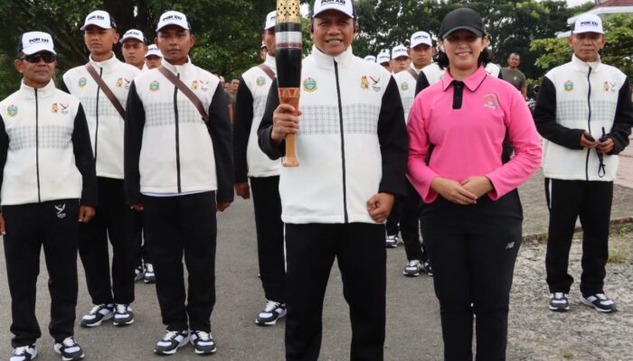 Kapolres P. Siantar Sambut Kedatangan Kirab Api PON XXI