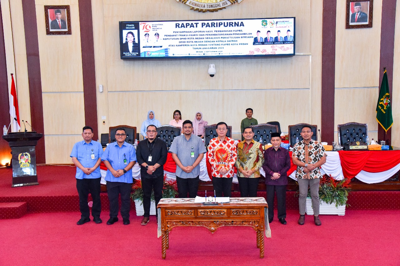 DPRD-Pemko Medan Teken Ranperda P APBD 2024, Pendapatan Daerah Capai Rp 7,166 T