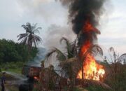Lokasi Penimbunan Ilegal BBM Subsidi Di Kotapinang Terbakar