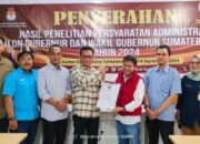KPU Sumut Serahkan Hasil Penelitian Administrasi, 2 Paslon Memenuhi Syarat
