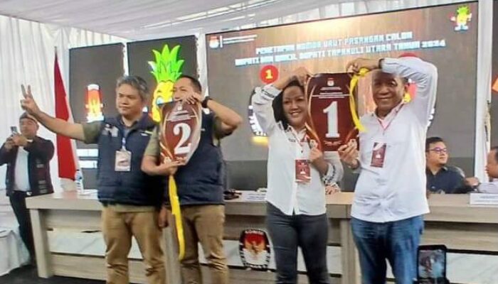 KPU Taput Undi Nomor Urut, Paslon Satika-Sarlandi No 1 dan JTP-Deni No 2