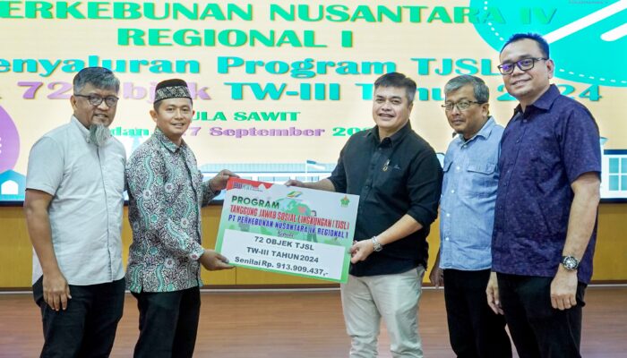 PTPN IV Regional 1 Salurkan Bantuan Program TJSL Kuartal III 2024 Sebesar Rp 900 Juta