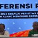 KETUA KONI Sumut Jhon Ismadi Lubis, bersama Ketua Bidang Media dan Humas Panwasrah PON XXI Raja Parlindungan Pane, saat pelaksanaan temu pers. Waspada/zul harahap