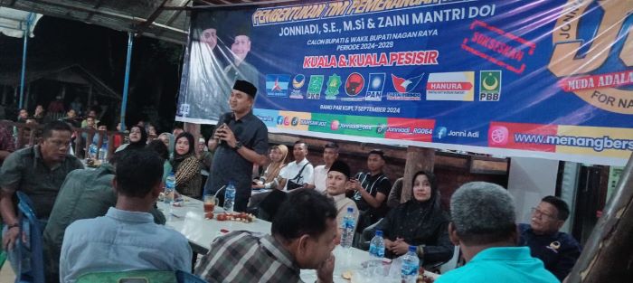 Pembentukan Tim Pemenangan JOZ di Kecamatan Kuala dan Kuala Pesisir di Warkop Engkot Paya Simpang Peut, Kab Nagan Raya, Minggu (7/9).(Waspada/Ist)