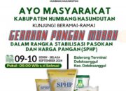 PEMERINTAH Kabupaten Humhahqs mengajak masyarakat mengunjunngi Gerakan Pasar Murah. Waspada/Ist