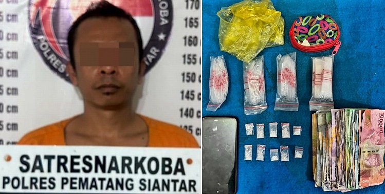 Tim Opsnal Sat Resnarkoba Polres Pematangsiantar meringkus terduga pelaku seorang residivis, pria JHT, 39, alias G, karena memiliki narkotika jenis sabu-sabu dan menyita barang bukti sabu dan Tim Opsnal Sat Resnarkoba turut menyita barang bukti sabu dan lainnya dari JHT.(Waspada-Ist).