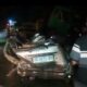 Kondisi minibus yang ditimpa peti kemas mengkibatkan tiga orang meninggal dunia, dan satu orang mengalami luka.Waspada/Ist