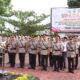 Kapolres Simalungun AKBP Choky S Meliala saat memimpin upacara serah terima 8 jabatan, diantaranya 6 Kasat dan 2 Kapolsek dijajaran Polres Simalungun, Selasa (17/9).(Waapada/ist).