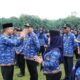 Pj Wali Kota Tebingtinggi, Dr Moettaqien Hasrimi, S.STP, M.Si saat menyapa ASN Pemko Tebingtinggi seusai upacara HKN. Waspada/Kristian Brahmana