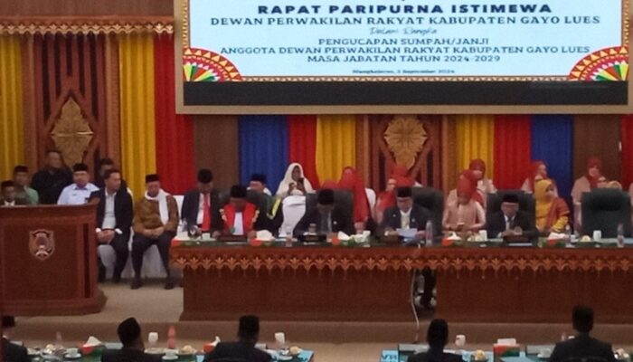 24 Anggota DPRK Gayo Lues Dilantik, 1 Mengundurkan Diri