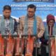 Wali Kota Susanti Dewayani (enam kanan) bersama Kepala KPw BI Pematangsiantar Muqorobin (lima kanan) dan lainnya memukul Gordang Sipitu sebagai tanda pembukaan Festival Sisibataslabuhan di lapangan Adam Malik, Sabtu (21/9).(Waspada-Ist).