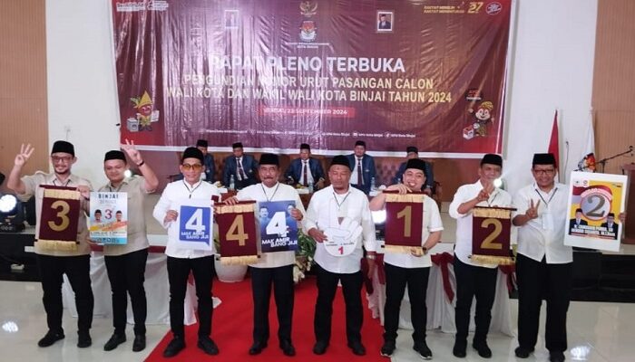 KPU Binjai Tetapkan Nomor Urut Paslon