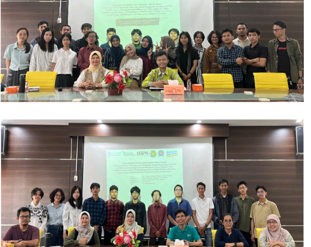 Ketua Program Dr. T. Henny Febriana Harumy S.Kom.,M.Kom bersama peserta dan pembicara dalam kegiatan. Waspada/ist