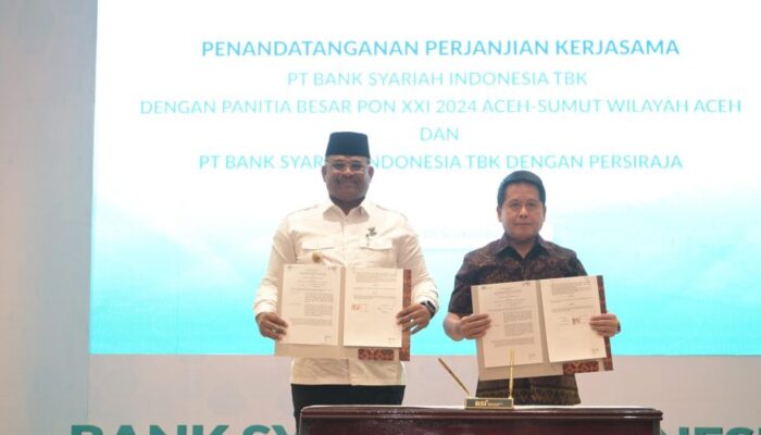 Pj Gubernur Aceh – Dirut BSI Teken Kerjasama Sponsorship PON XXI