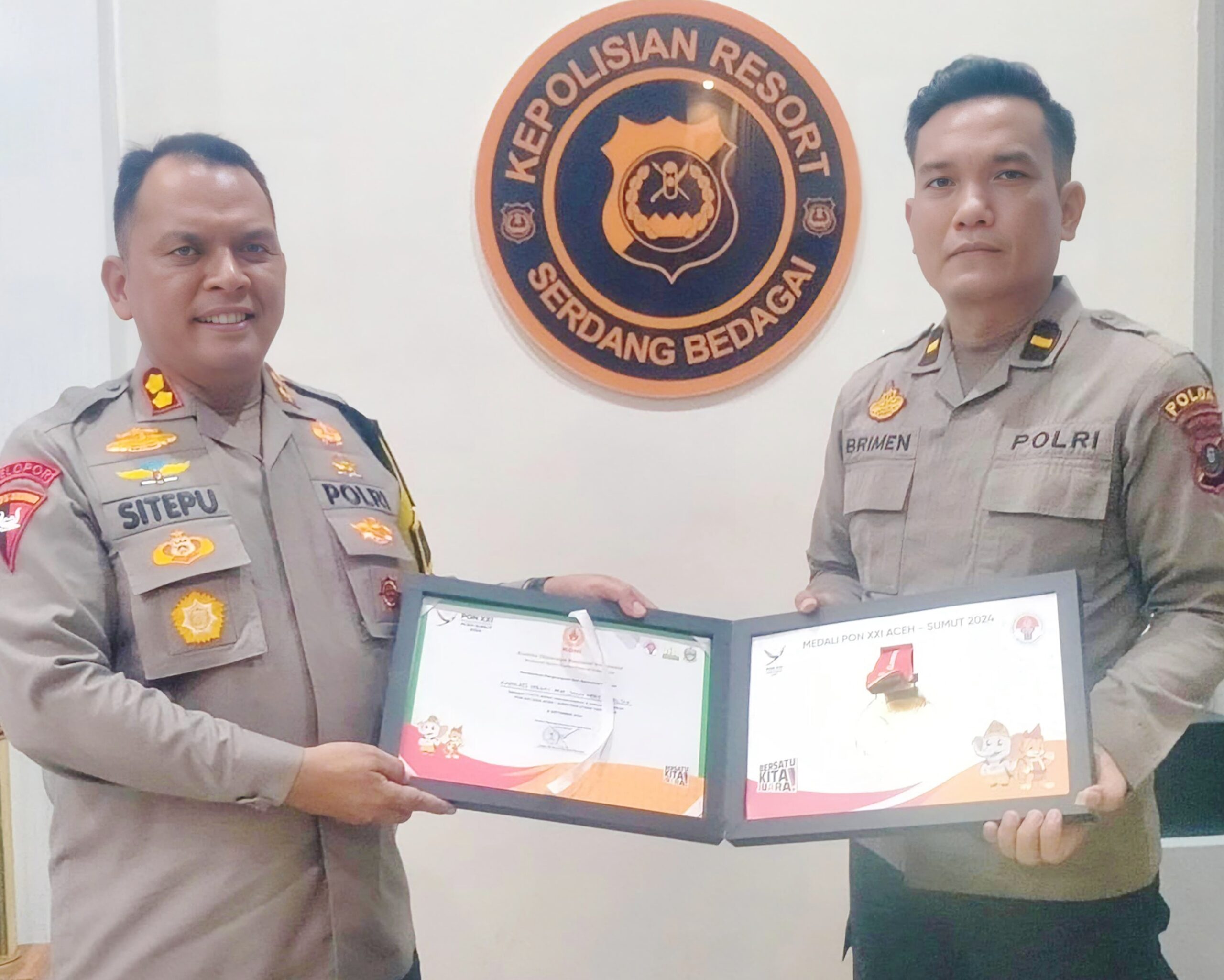 Polres Sergai Terima Penghargaan KONI Pusat