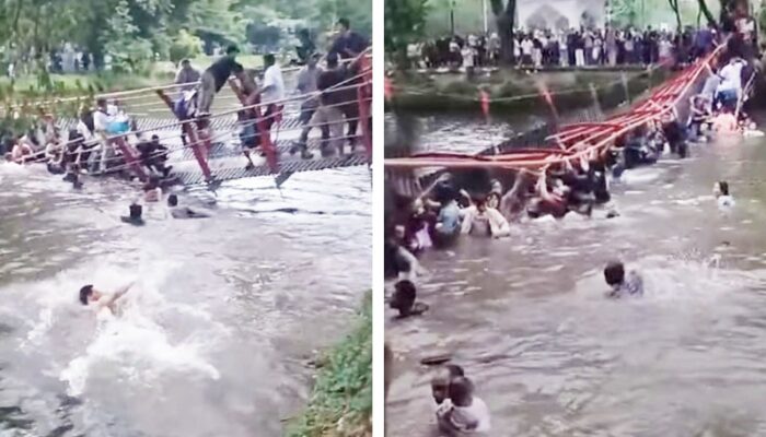 Jembatan Cadika Medan Ambruk, Puluhan Pengunjung Tercebur Ke Danau