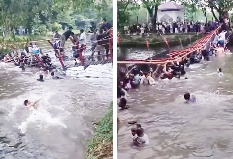 Jembatan Cadika Medan Ambruk, Puluhan Pengunjung Tercebur Ke Danau