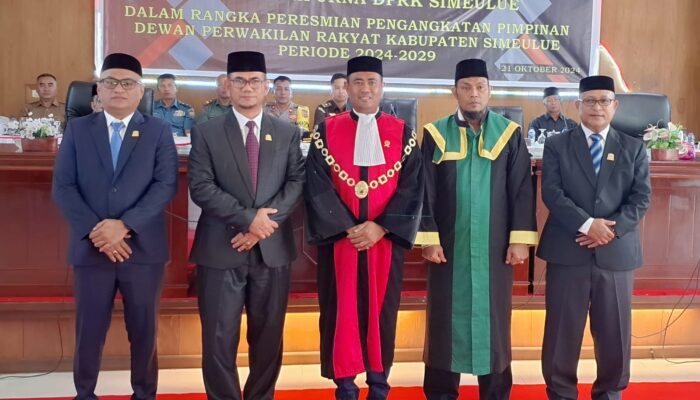 Pimpinan DPRK Simeulue Periode 2024-2029 Dikukuhkan, Rasman Ketua