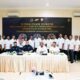 DR. Christian Orchard Tharanon, Kepala Bagian Sekretariat dan Hukum PTPN IV Regional 1, Andri Ridwan, SH, MH, Asisten Intelijen Kejatisu, Yos Arnold Tarigan, SH, MH dalam acara Sosialisasi Hukum Implementasi Anti Korupsi dan Peningkatan Penggunaan Produk dalam Negeri (P3DN). Waspada/ist