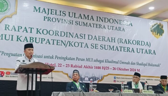 Pj Gubsu Buka Rakorda MUI Kabupaten/Kota Se-Sumut