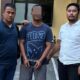 Polsek Siantar Selatan Polres Pematangsiantar meringkus terduga pelaku penganiayaan, pria MFS, 37, (tengah) dari rumahnya, Jl. Pengaribuan, Kel. Martimbang, Kec. Siantar Selatan, Senin (7/10) pukul 13:30.(Waspada/Ist).