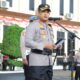 Kapolres Lhokseumawe AKBP Henki Ismanto setiap apel pagi selalu mengingatkan personel kepolisian di jajarannya untuk tetap netral dalam pelaksanaan Pemilu mendatang, Senin (14/10). Waspada/Zainuddin Abdullah