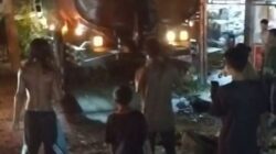 Truk tangki pengangkut CPO menabrak sejumlah warga dan warung di Jalinsim Kadang Motor, Desa Aek Batu, Kec. Torgamba, Kab. Labusel, Sabtu (26/10/2024) malam.Waspada/Ist