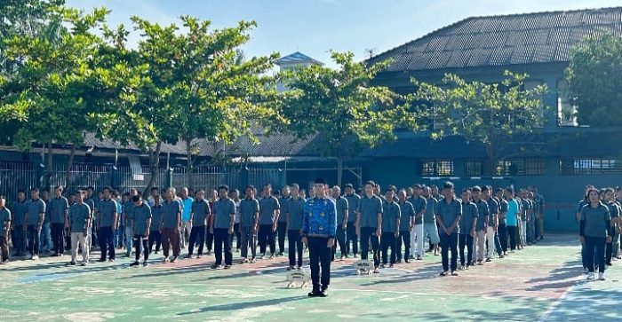 PELAKSANAAN upacara peringatan Hari Sumpah Pemuda ke-96 Tahun 2024 di Lapas Kelas IIA Labuhanruku.Waspada/Ist