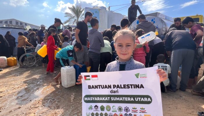 Dari Masyarakat Sumut, Dompet Dhuafa Waspada Salurkan Bantuan Air Bersih Untuk 1.200 KK Di Gaza Selatan