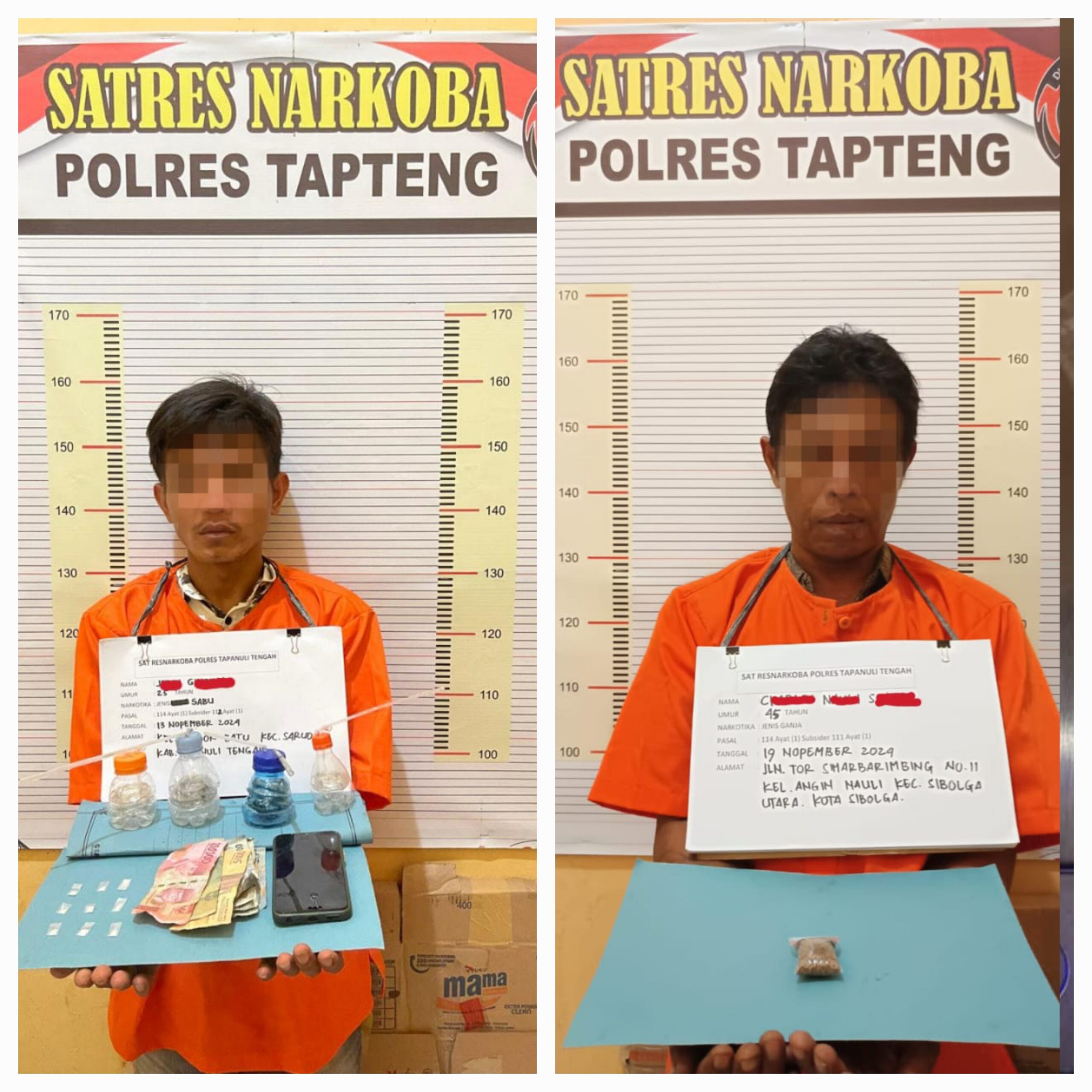 Satuan Reserse Narkoba Polres Tapteng Amankan Terduga Pengedar Sabu dan Ganja