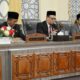Rapat paripurna DPRK dalam rangka penyampaian pandangan umum fraksi tentang rancangan qanun APBK tahun 2025 di Ruang sidang utama DPRK Banda Aceh. Senin (11/11/2024).(Waspada/T.Mansursyah)