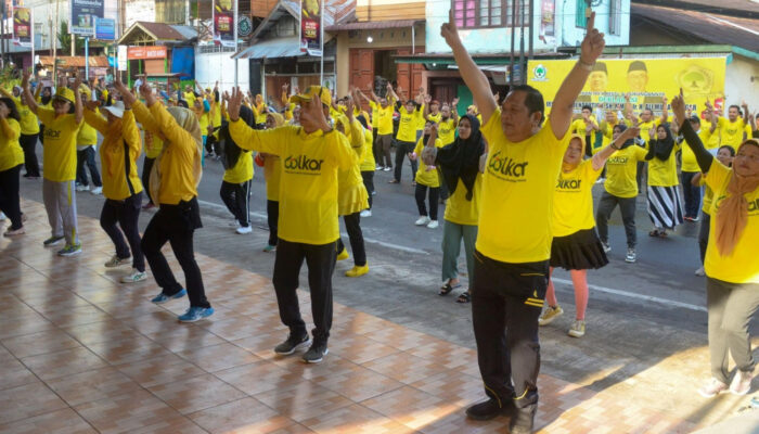 Live Secara Zoom, Senam HUT Ke-60 Partai Golkar Di Sidimpuan Berlangsung Meriah