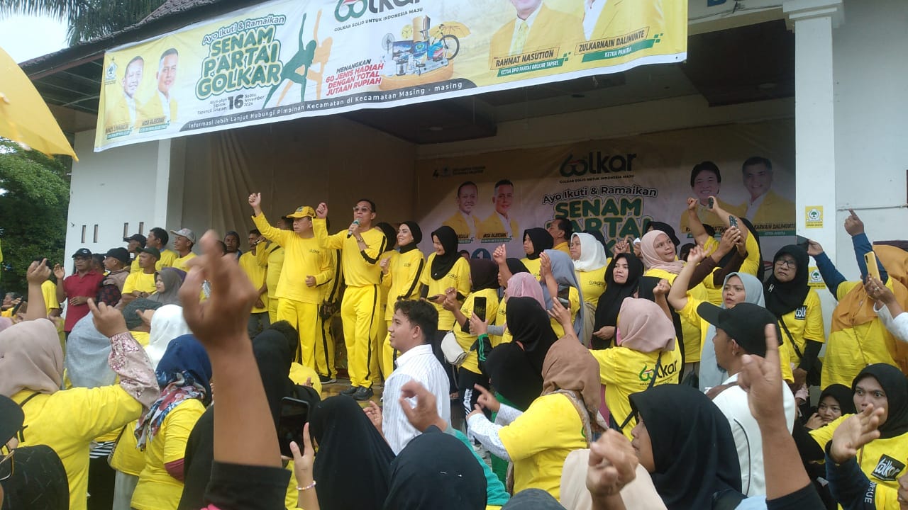 Paslon BAGUSI Tapsel Ikut Senam HUT Ke-60 Partai Golkar