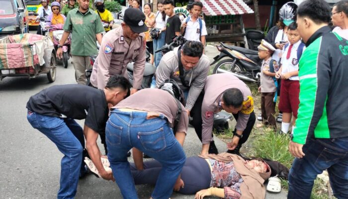 Respon Cepat, Kapolsek Siantar Timur Polres P.Siantar Bantu Korban Laka