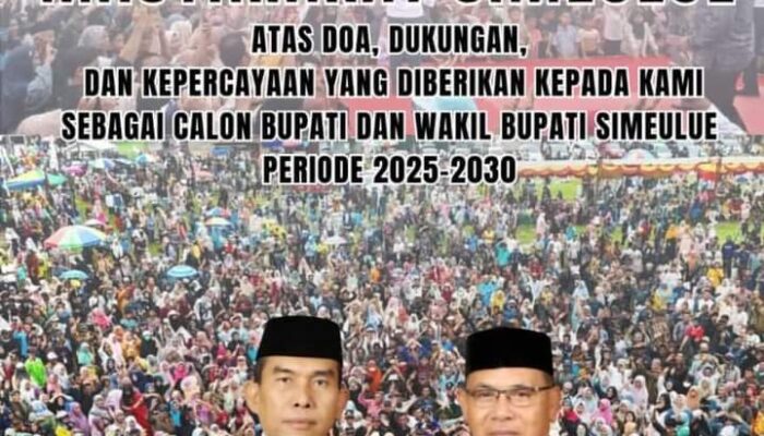 Hampir Dipastikan Monas-Nusar Amin, Bupati-Wabup Simeulue Terpilih 2025-2030