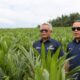 DIRUT PTPN III (Persero) Muhammad Abdul Ghani dan Dirut PTPN IV PalmCo Jatmiko Santosa di tengah bibit sawit di salah satu sentra bibit di Riau. PTPN akan melakukan pilot project penanaman padi gogo melalui mekanisme intercropping dilahan Peremajaan Sawit Rakyat guna mendukung swasembada pangan nasional. Waspada_ist
